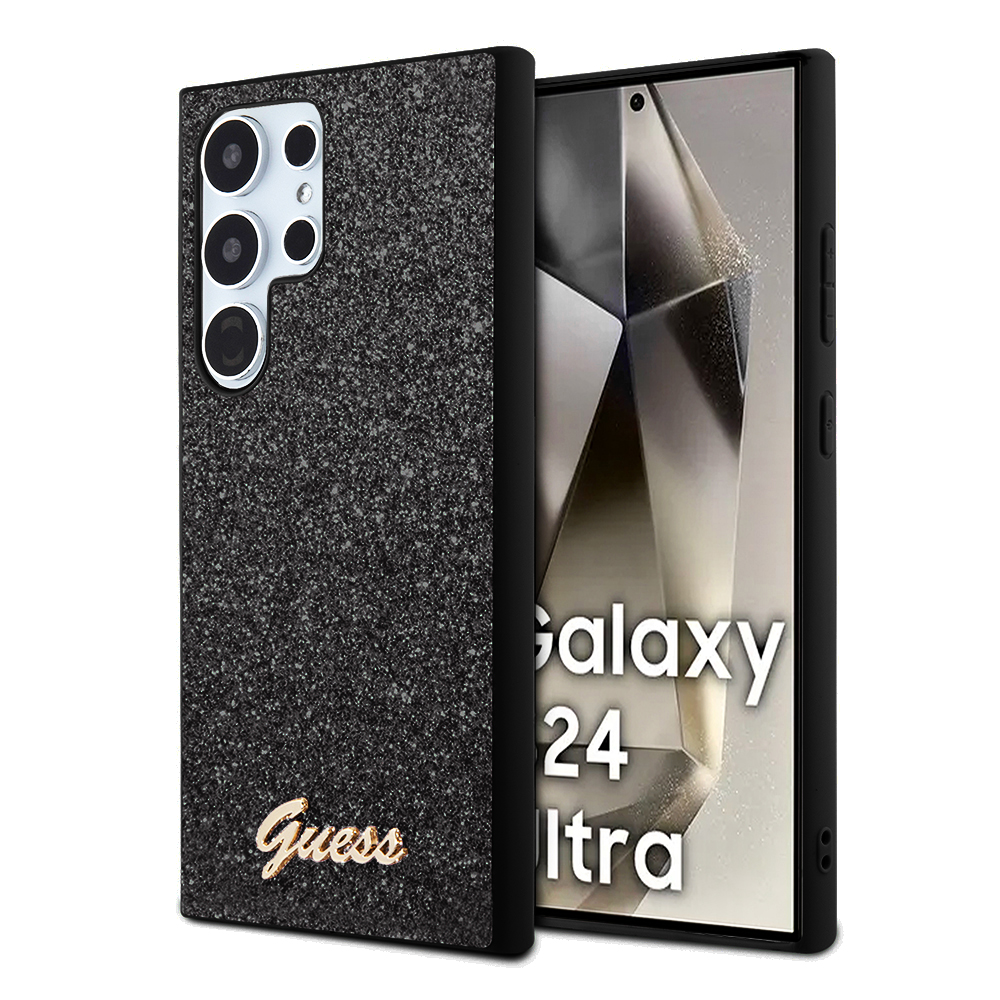 Чанта за Samsung Galaxy S24 Ultra - Guess Glitter Script (GUHCS24LHGGGGSHK) - Черна