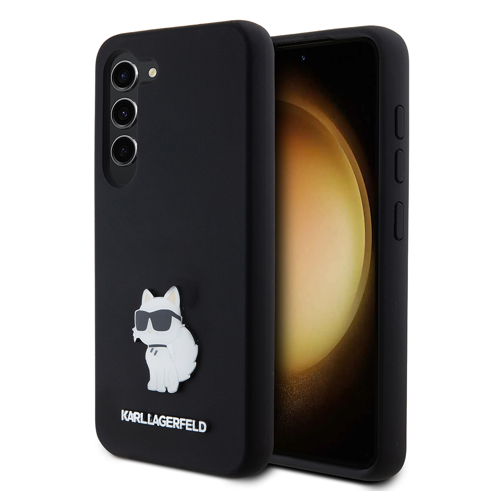 Калъф за Samsung Galaxy S23 - Karl Lagerfeld Silicone (KLHCHCS23SSMHCHCNPK) - Choupette Metal Pin
