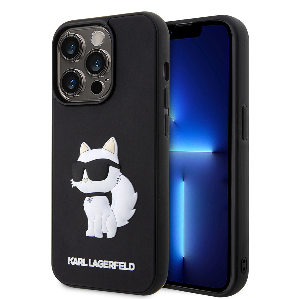 Калъф за iPhone 14 Pro - Karl Lagerfeld 3D Design (KLHCP14L3DR3DRKKHNK) - Rubber Choupette
