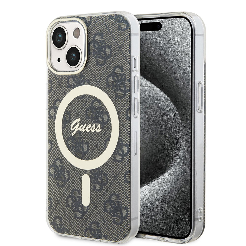 Калъф за iPhone 15 - Guess IML 4G MagSafe (GUHMP15SH4STW) - Кафяв