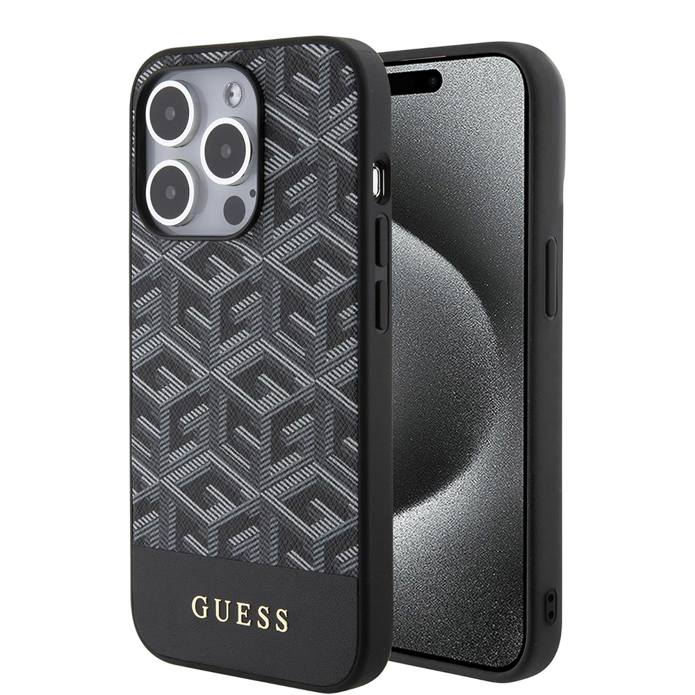 Калъф за iPhone 15 Pro - Guess GCube GCube Stripes MagSafe (GUHMP15LHGCFSEK) - Черен