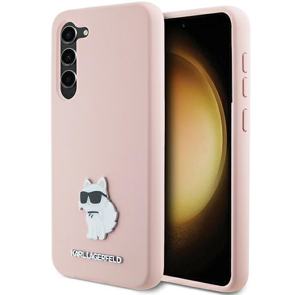 Калъф за Samsung Galaxy S23 Plus - Karl Lagerfeld Silicone (KLHCHCS23MSMHCCHCNPP) - Розов Choupette Metal Pin