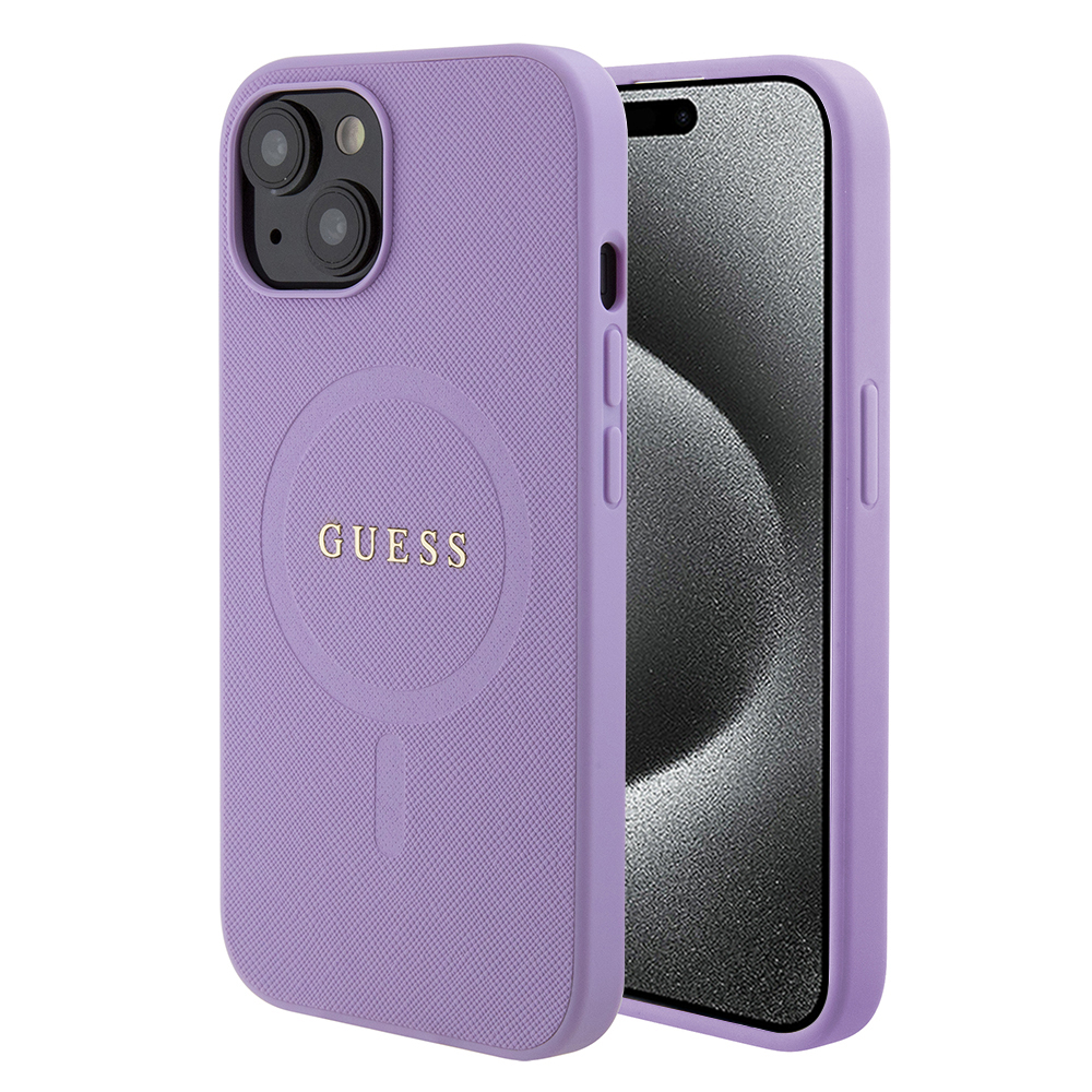 Калъф за iPhone 15 Plus - Guess Saffiano MagSafe (GUHMP15MPSAHMCU) - Лилав