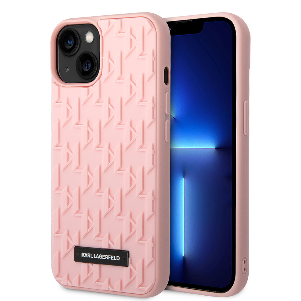 Калъф за iPhone 14 Plus - Karl Lagerfeld 3D Design (KLHCP14MRUPUPKLPP) - розов монограм