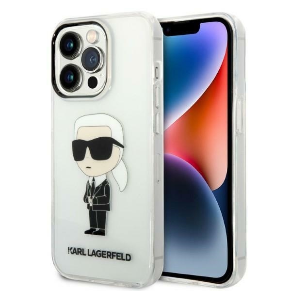 Калъф iPhone 14 Pro Max - Karl Lagerfeld Hardcase Прозрачен (KLHCP14XHNIKTCT) - Ikonik Karl Lagerfeld