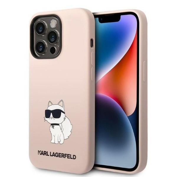 Калъф за iPhone 14 Pro Max - Karl Lagerfeld Silicone (KLHCP14XSNCHBCP) - Розов Choupette