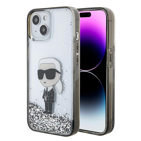 Калъф за iPhone 15 / iPhone 14 / iPhone 13 - Karl Lagerfeld Hardcase Liquid Glitter (KLHCP15SLKKKKKKNSK) - Прозрачен Ikonik