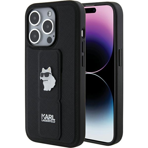 Калъф за iPhone 15 Pro Max - Karl Lagerfeld Saffiano Gripstand (KLHCP15XGSACHPK) - Choupette