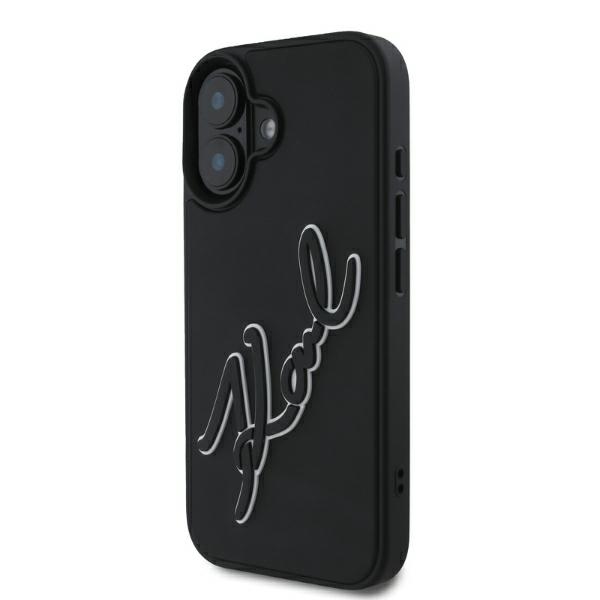 Калъф за iPhone 16 - Karl Lagerfeld 3D Design (KLHCP16S3DR3DRKSDLK) - Гумен подпис