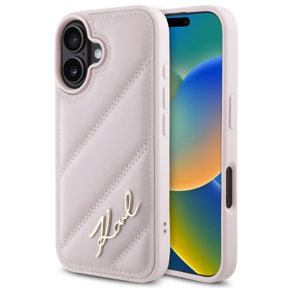 Калъф за iPhone 16 - Karl Lagerfeld Diagonal Quilted (KLHCCHCP16SPQQDSMGP) - Розов