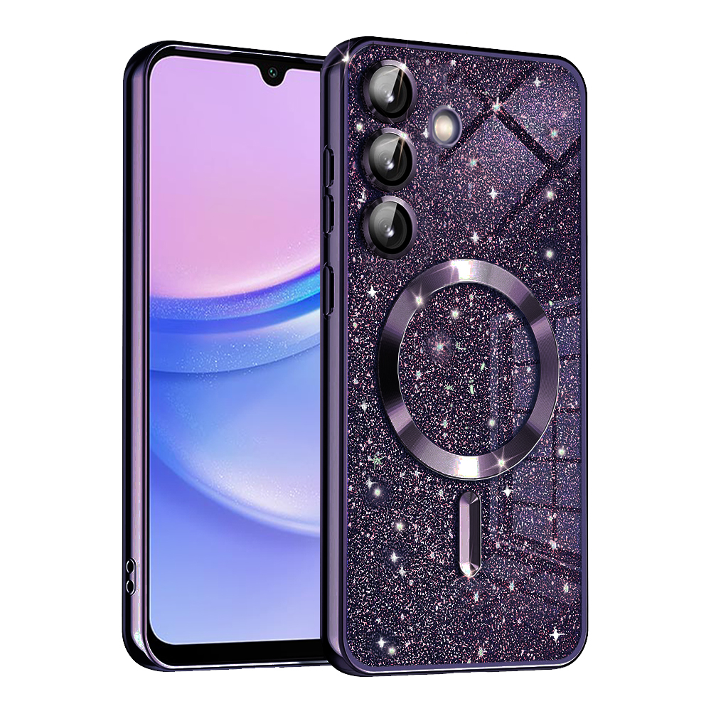Калъф за Samsung Galaxy A15 4G / A15 5G - Techsuit Luxury Glitter MagSafe - Deep Лилав