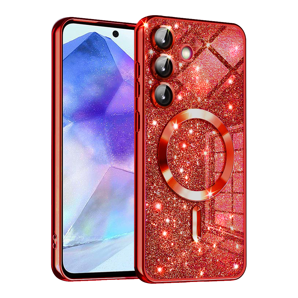 Калъф за Samsung Galaxy A55 5G - Techsuit Luxury Glitter MagSafe - Червен