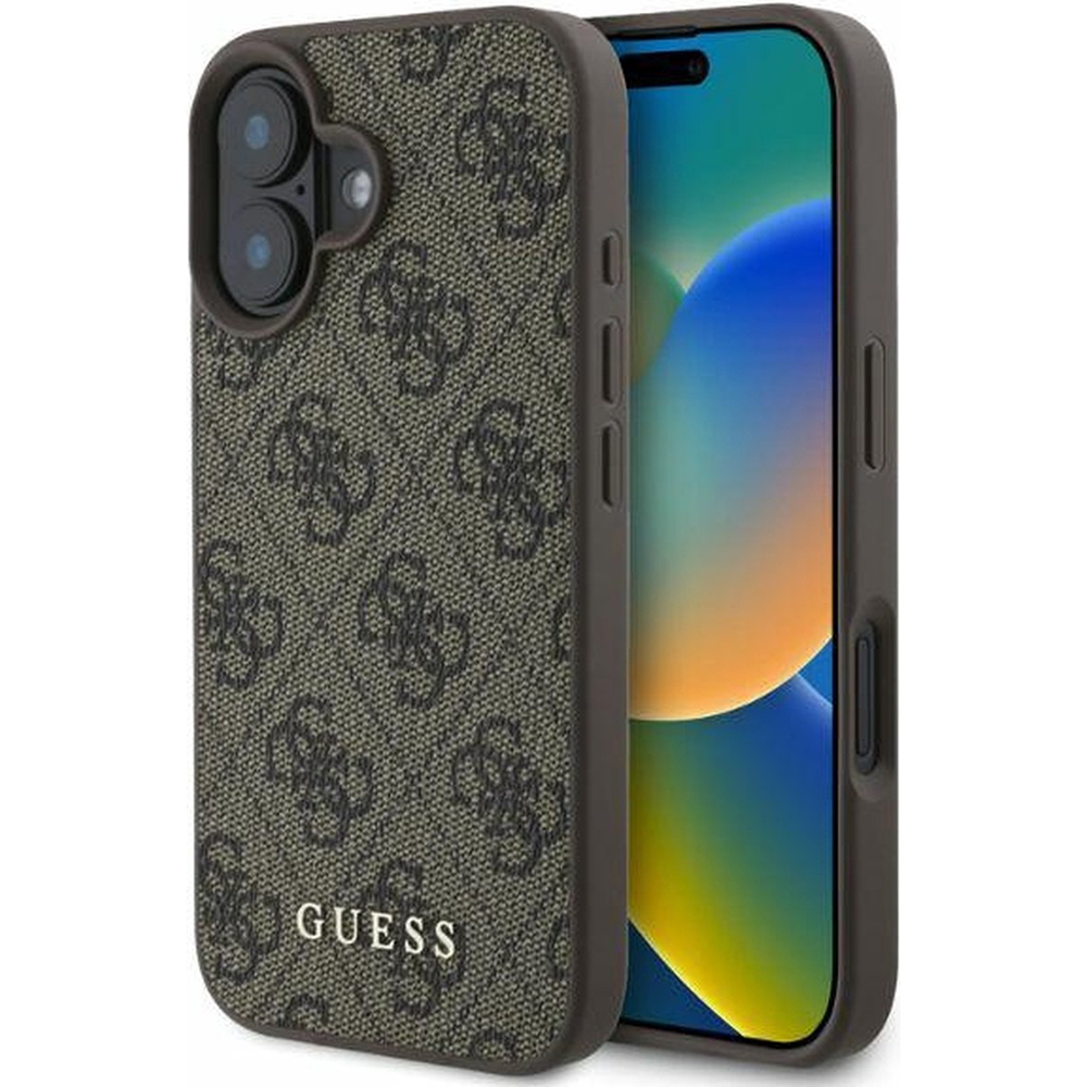 Калъф за iPhone 16 - Guess Hardcase 4G Classic (GUHCP16SG4GFBR) - Кафяв