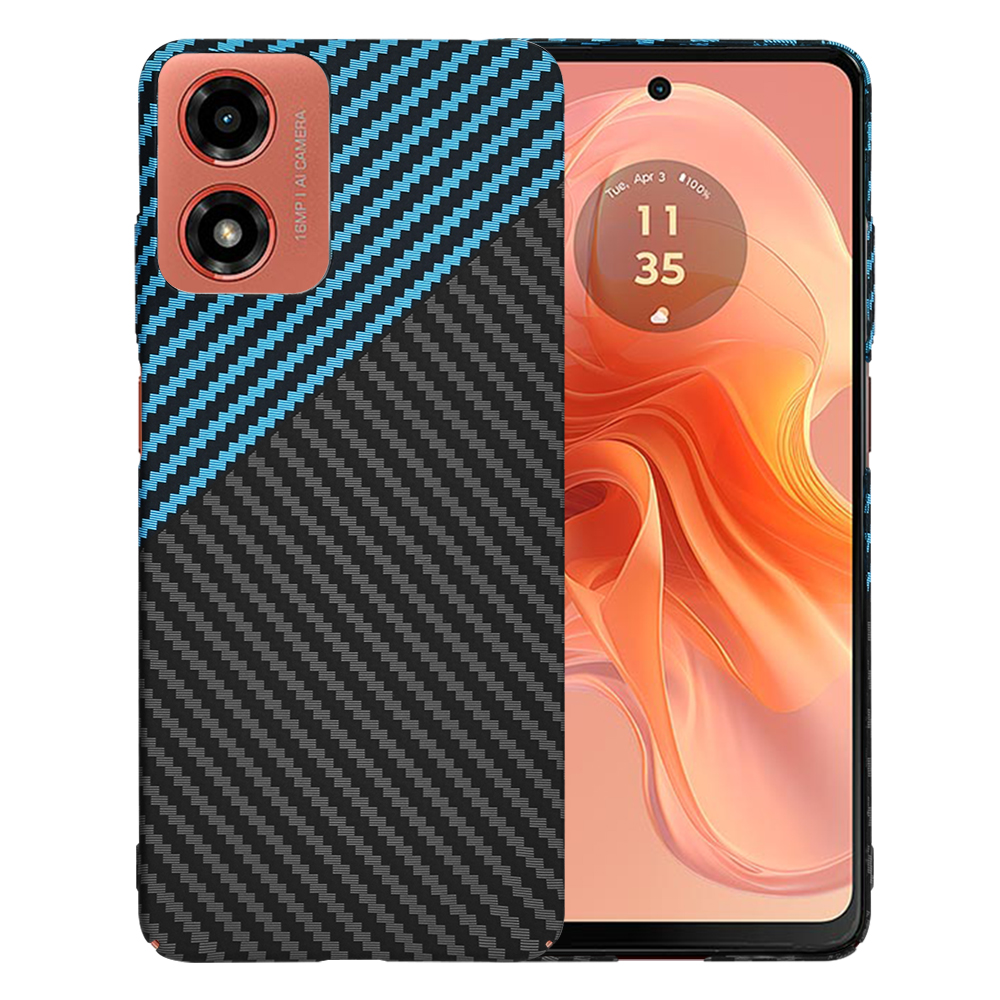 Калъф за Motorola Moto Moto G04 / Moto G04s / Moto G24 / Moto E14 - Techsuit Carbonite FiberShell - Син Pulse