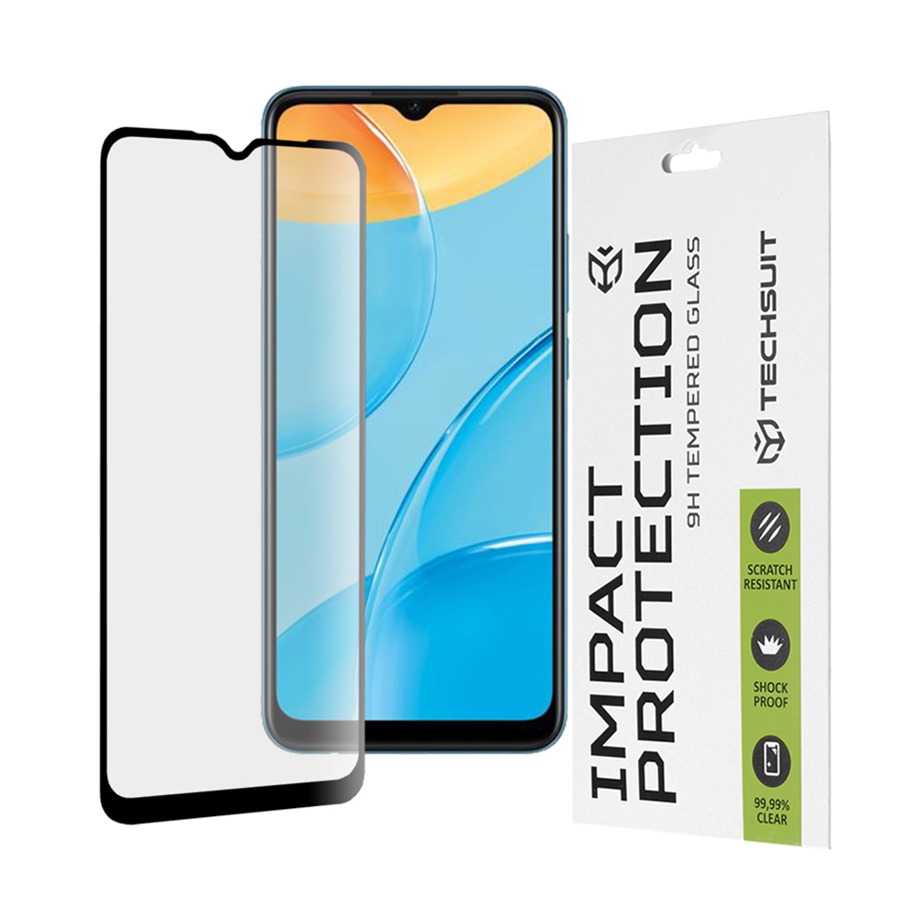 Oppo A15 / A15s / A16 / A16s / A54s - Techsuit 111D Full Cover / Full Glue Glass - Черен