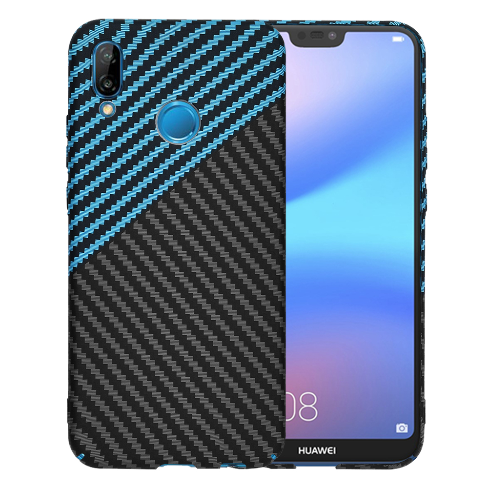 Калъф за Huawei P20 Lite - Techsuit Carbonite FiberShell - Син Pulse