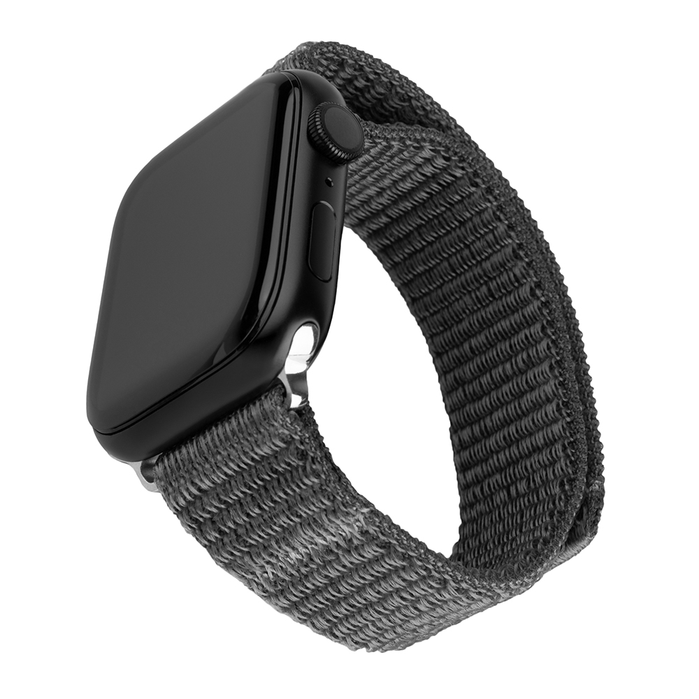 Каишка за Apple Watch 1/2/3/3/4/4/5/5/6/6/7/8/7/8/9/10/10/SE/SE 2 (38/40/41/42 мм) - Фиксирана найлонова спортна каишка - Тъмносиво