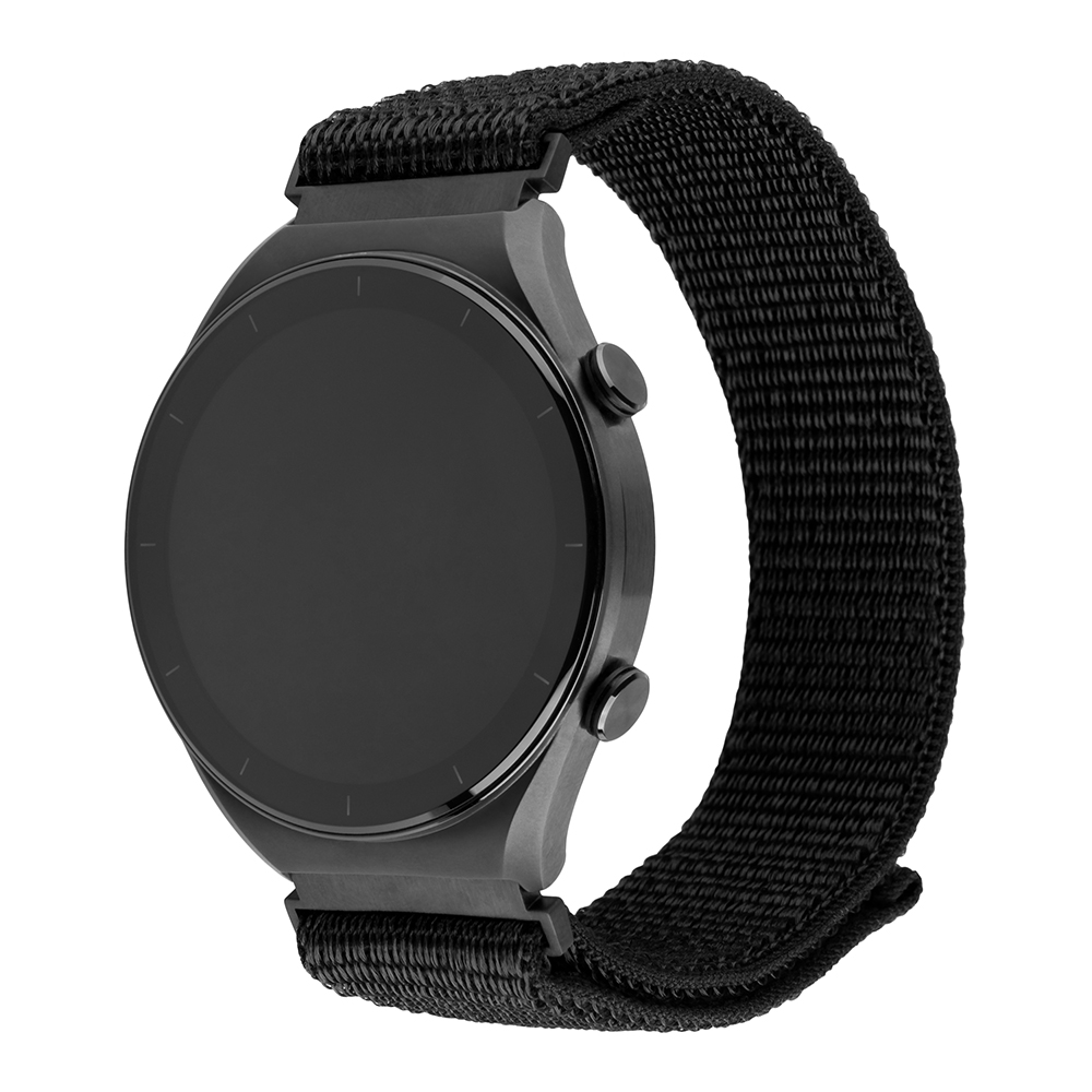 Каишка за Huawei Watch GT 2 (46 мм)/GT 2 Pro/GT 3 Pro (46 мм)/Ultimate, Xiaomi Watch S1 - фиксирана найлонова спортна каишка - черна