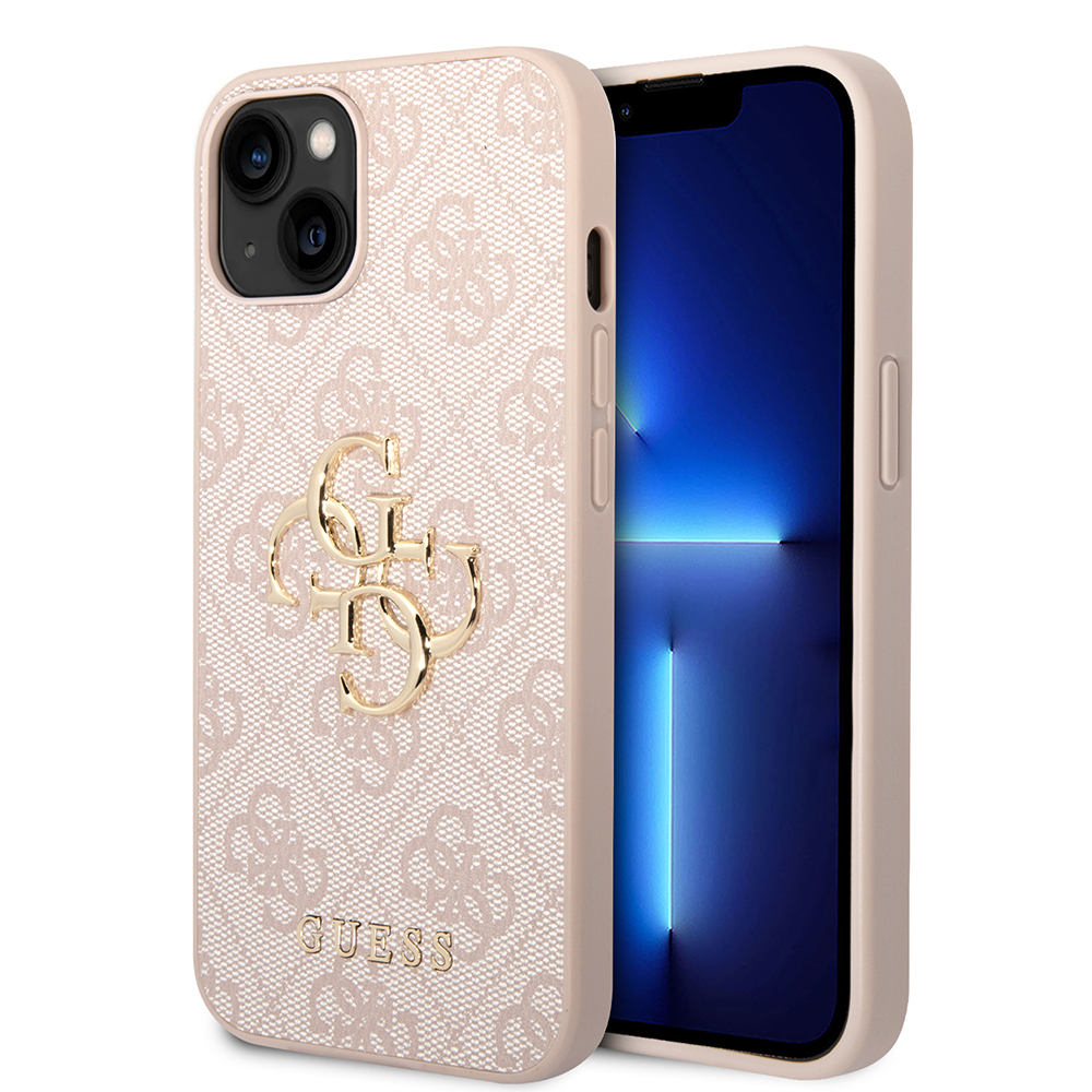 Калъф за iPhone 14 - Guess Leather 4G Metal Logo (GUHCP14S4GMGPI) - Розов