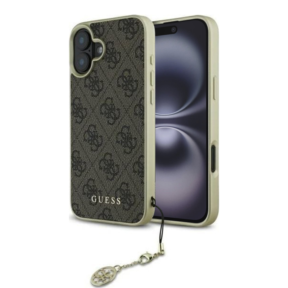 Калъф за iPhone 16 - Guess Hardcase 4G Charms Collection (GUHCP16SGF4GBR) - Кафяв