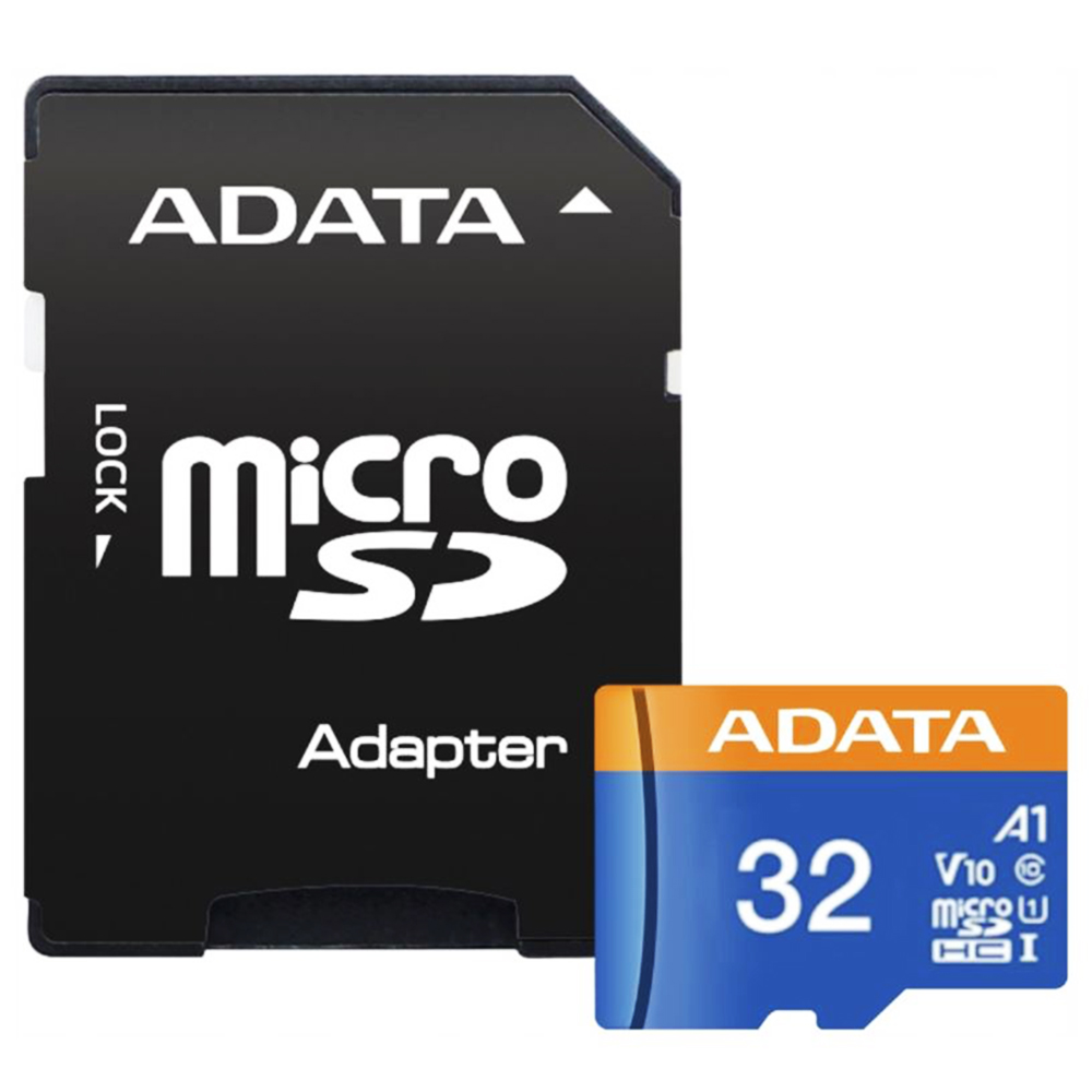 MicroSDHC карта с памет 32GB - Adata (AUSDH32GUICL10A1A1-RA1) - Черна