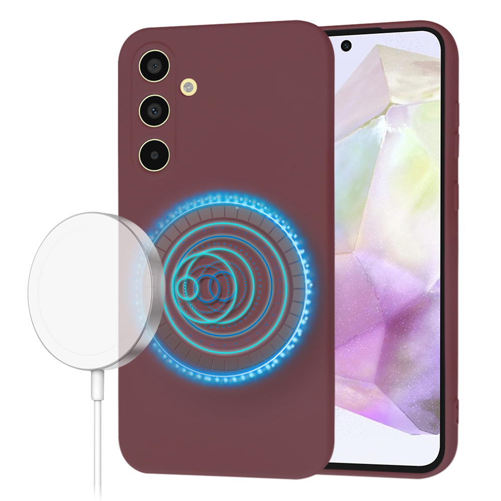 Калъф за Samsung Galaxy A35 5G - Techsuit SoftFlex MagSafe - Plum Червен