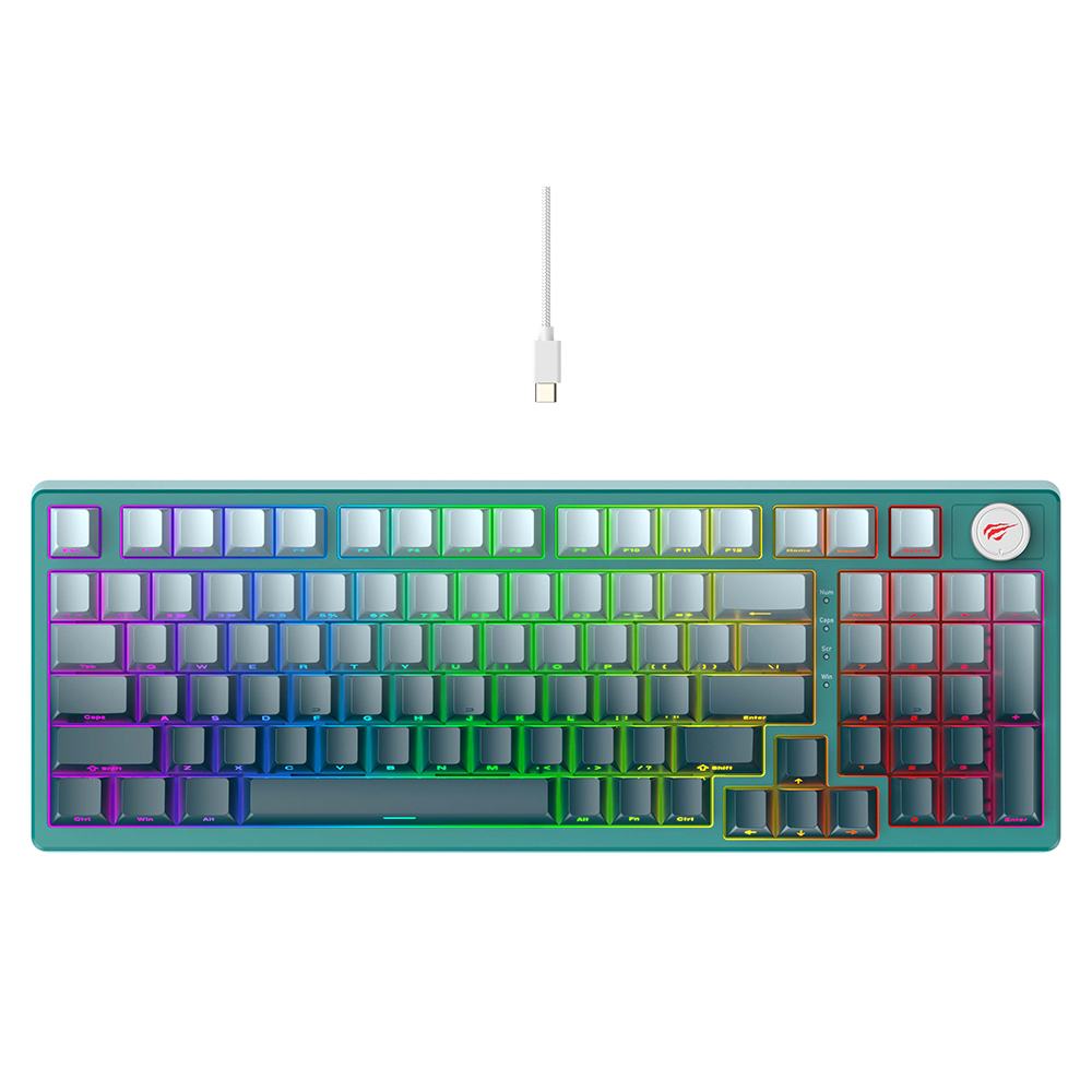 Гейминг клавиатура с RGB подсветка 1.8m, 350mA - Havit (KB899L) - Бяла/Зелена