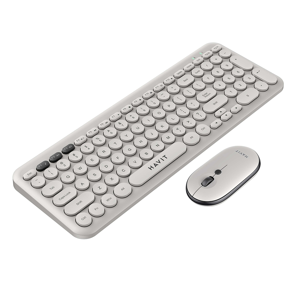 Комплект безжична клавиатура и мишка, 800/1200/1600 DPI - Havit (KB254GCM) - светло сив