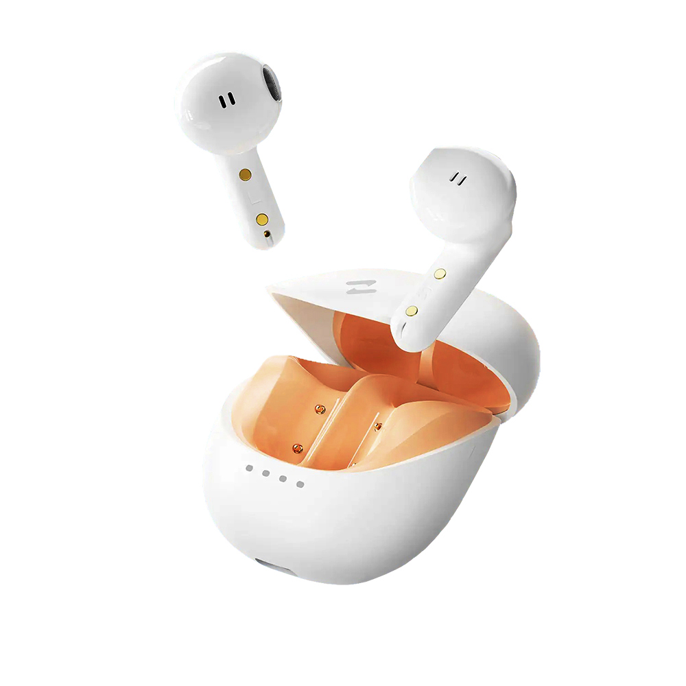 Bluetooth 5.4 безжични слушалки, TWS, ENC, Type-C, 300mAh - Havit (TW931) - бяло / оранжево