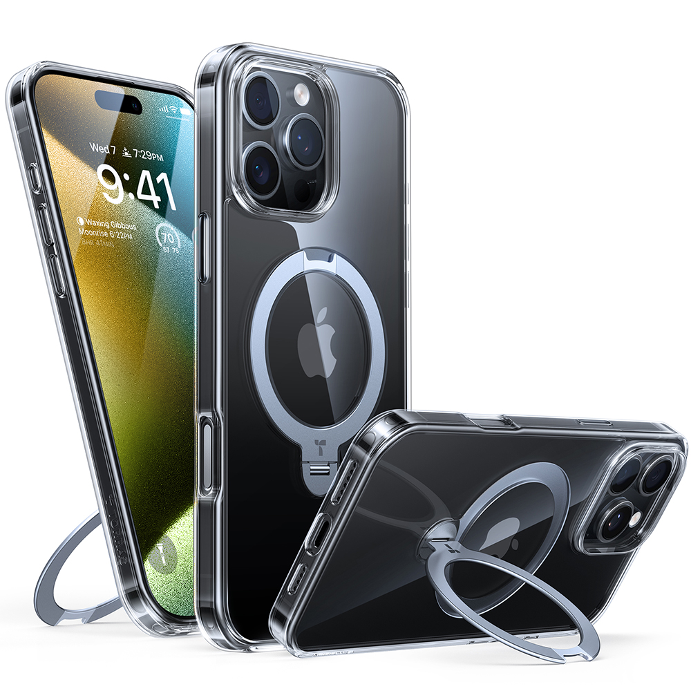 Калъф за iPhone 16 Pro Max - Torras Ostand Spin MagSafe Series - Прозрачен