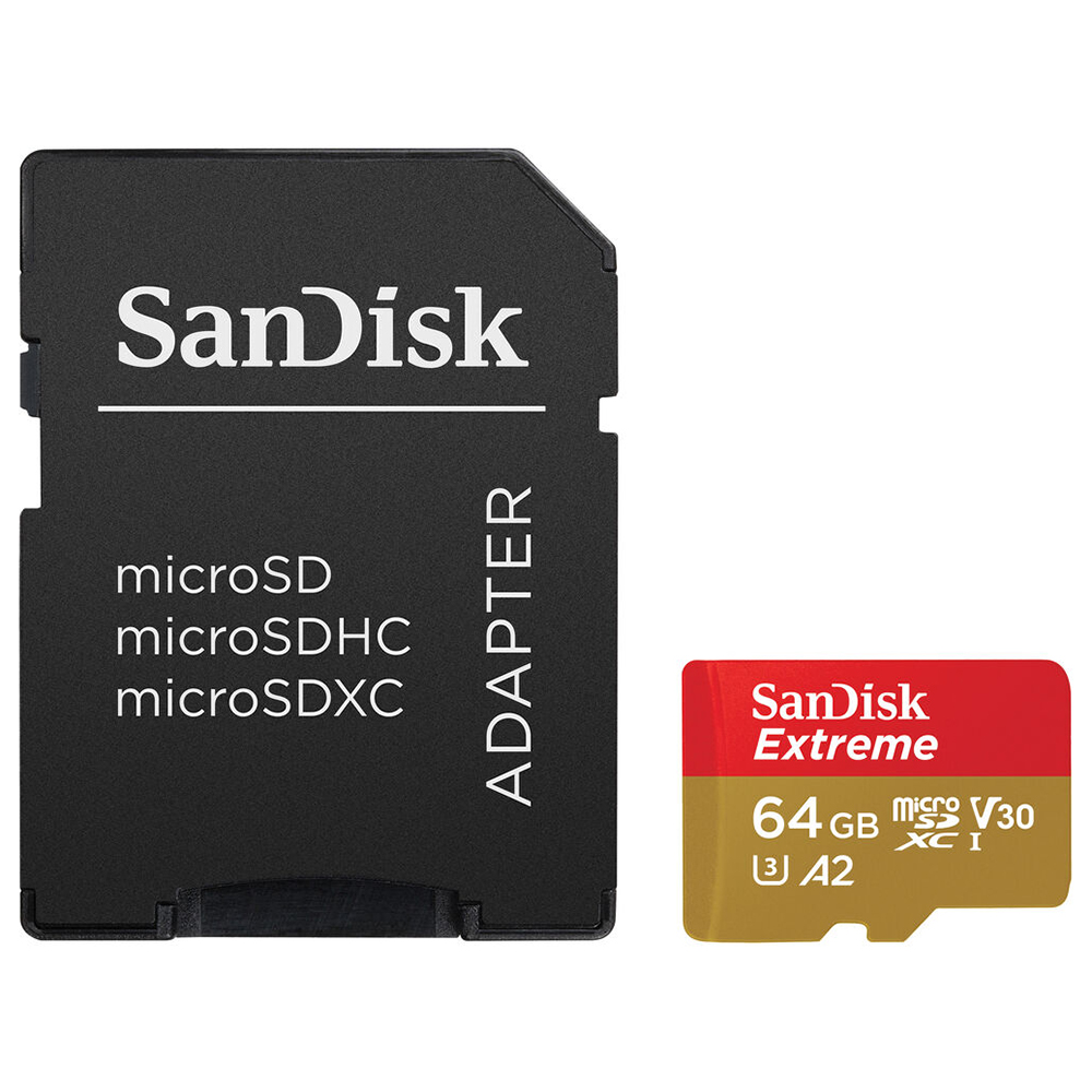 Карта с памет, 64GB, MicroSDXC - SanDisk Extreme(SDSQXAH-064G-GN6MA) - червена