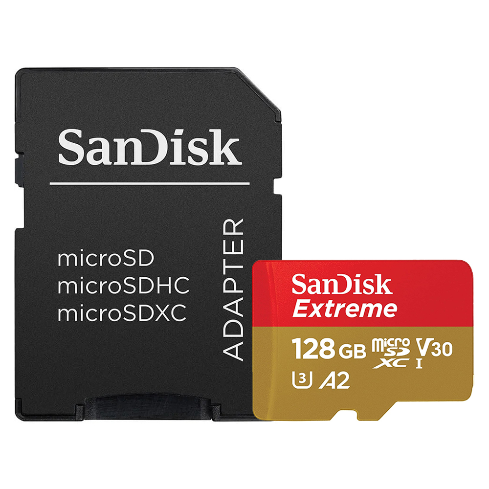 Карта с памет, 128GB, MicroSDXC - SanDisk Extreme (SDSQXAA-128G-GN6MA) - червена