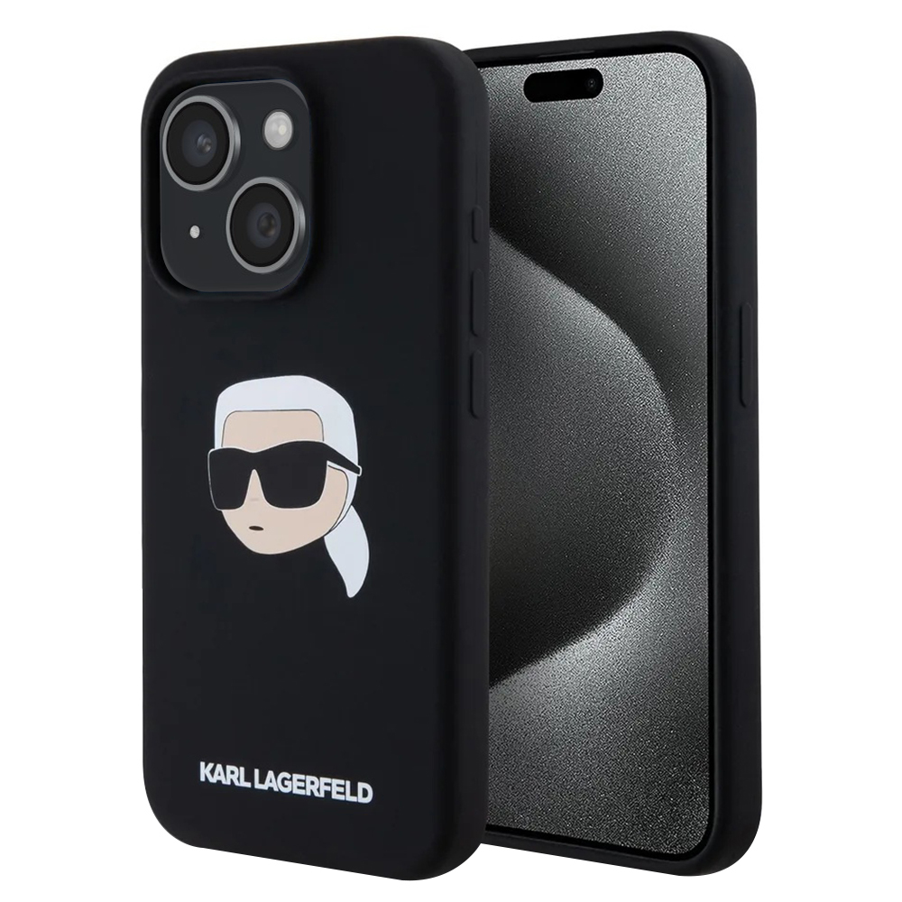 Калъф за iPhone 15 - Karl Lagerfeld Silicone MagSafe (KLHMP15SSKHPHPPLK) - Karl`s Head