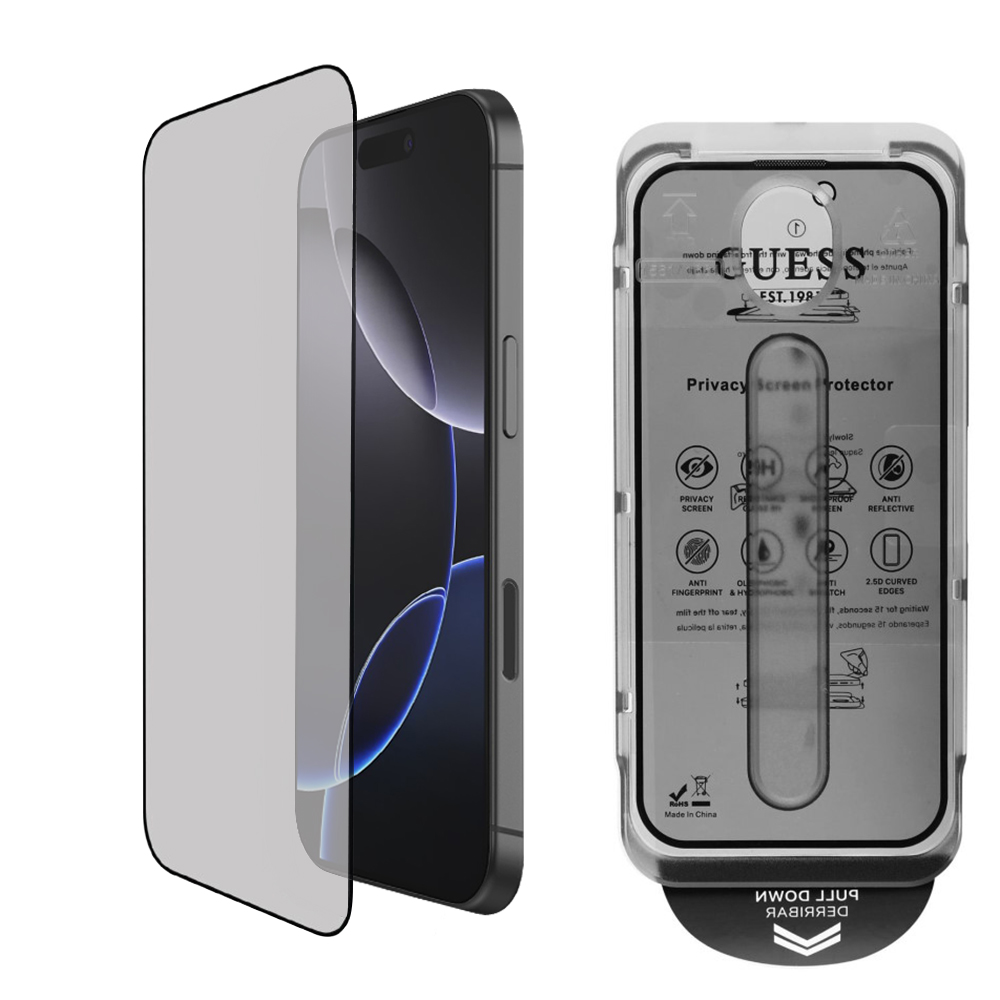 Калъф за iPhone 16 - Guess Privacy 2.5D Outline (GUTGP16SBOKGCIP) - Черен