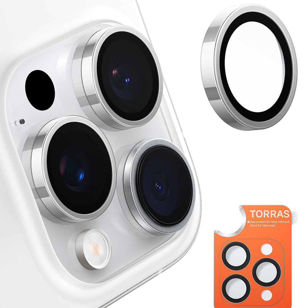 Калъф за камера за iPhone 16 Pro / iPhone 16 Pro Max - Torras Lensguard Camera Protector - Титаниев Сив