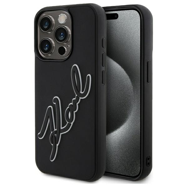 Калъф за iPhone 15 Pro Max - Karl Lagerfeld 3D Design (KLHCP15X3DR3DRKSDLK) - Гумен подпис