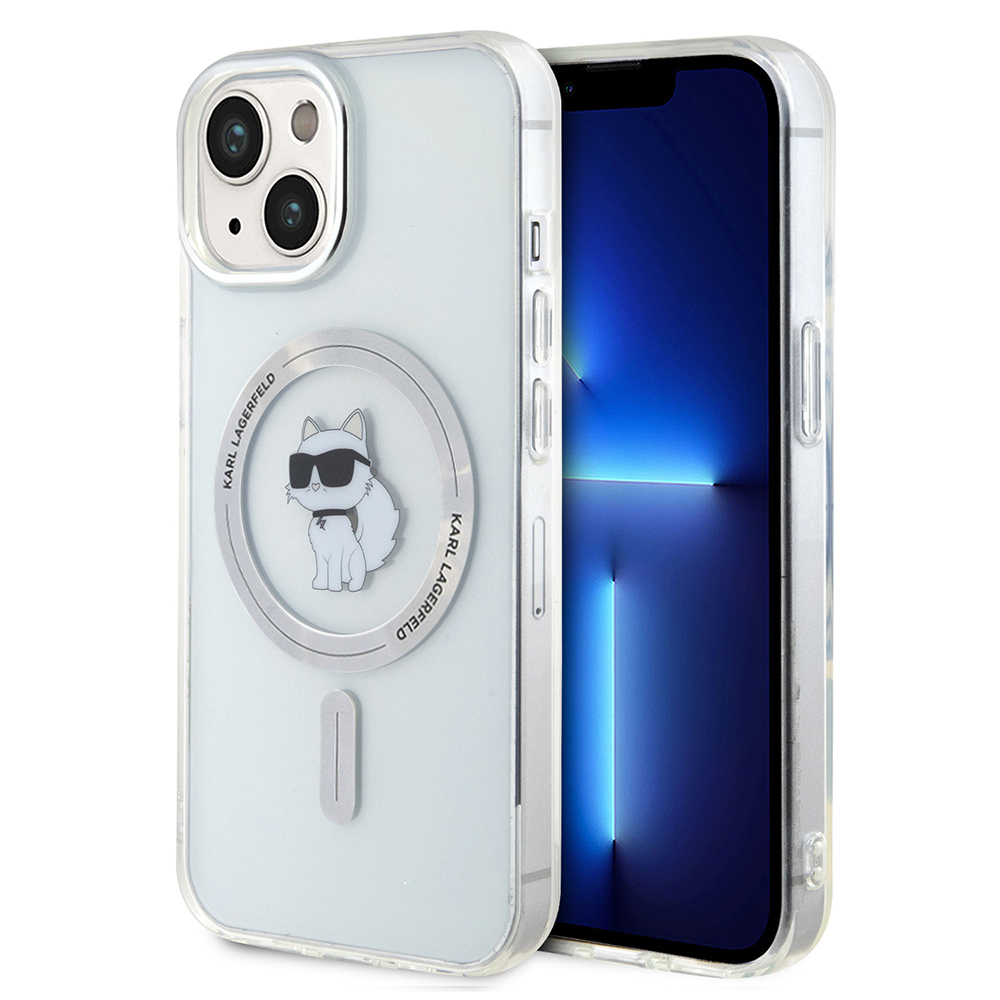 Калъф за iPhone 15 - Karl Lagerfeld IML MagSafe (KLHMPMP15SHFHFCCNOT) - Прозрачен Choupette