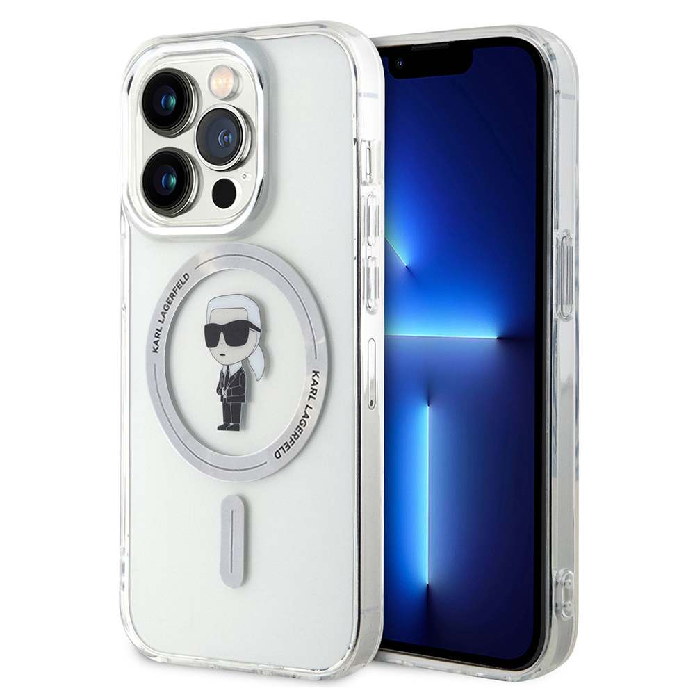 Калъф за iPhone 15 Pro - Karl Lagerfeld IML MagSafe (KLHMP15LHHFCKKNOT) - Прозрачен Иконик