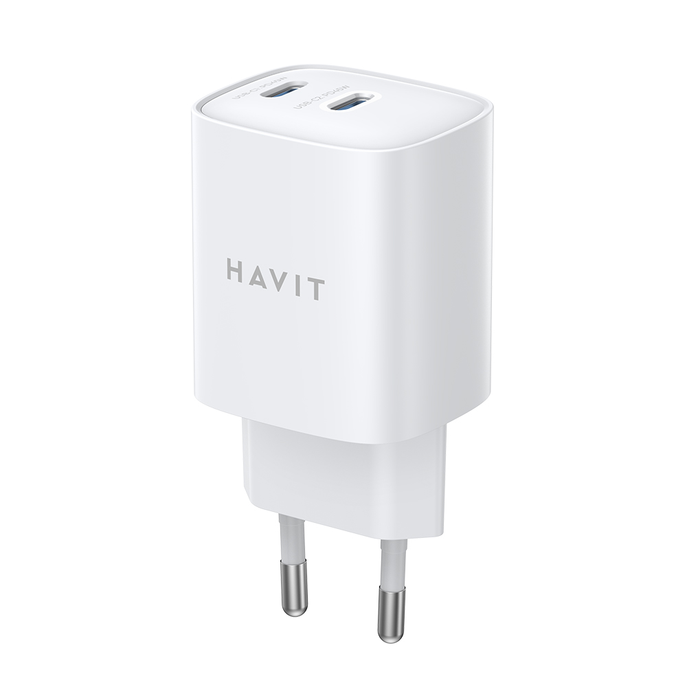 Зарядно устройство Priza GaN, USB, Type-C, 45W - Havit (UC45W EU) - Бяло