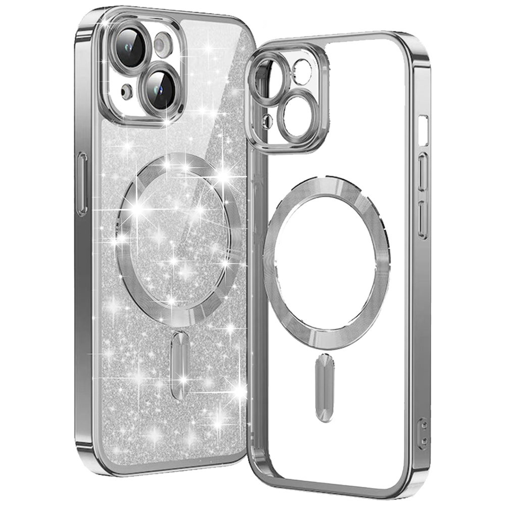 Калъф за iPhone 15 - Techsuit Luxury Glitter MagSafe - Сребрист