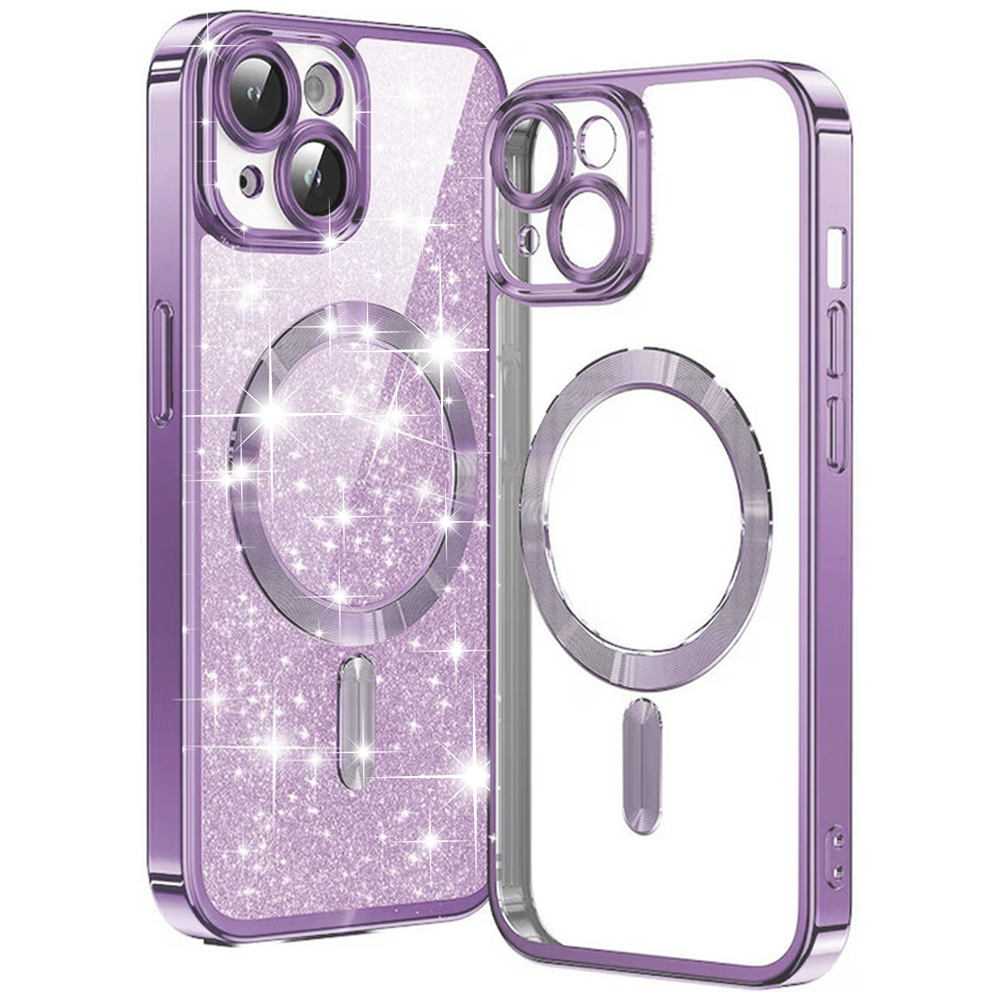Калъф за iPhone 14 Plus - Techsuit Luxury Glitter MagSafe - Светло лилав
