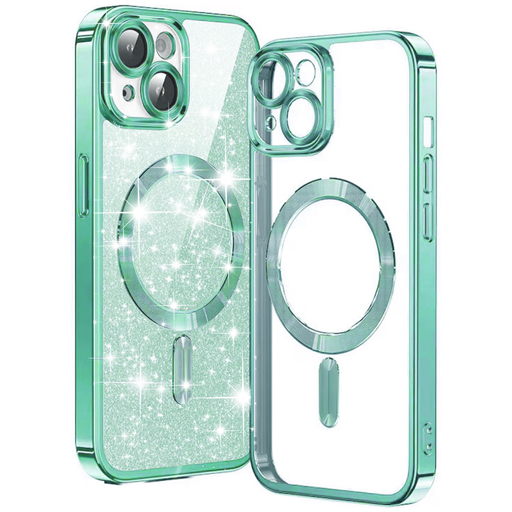 Калъф за iPhone 14 Plus - Techsuit Luxury Glitter MagSafe - Светлозелен