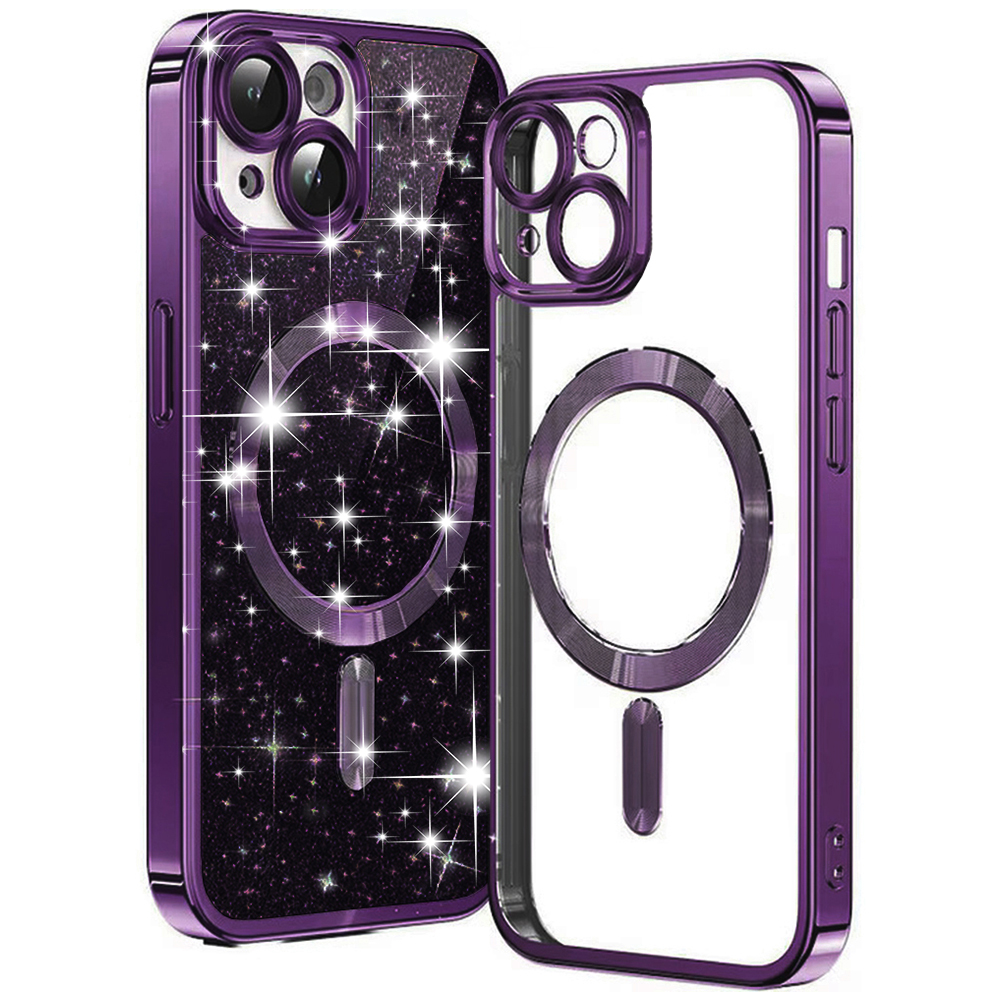 Калъф за iPhone 14 - Techsuit Luxury Glitter MagSafe - Deep Лилав