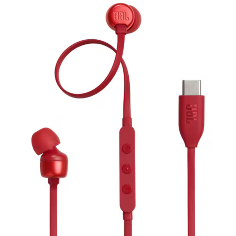 Слушалки с кабел, Type-C - JBL 310C - Червени