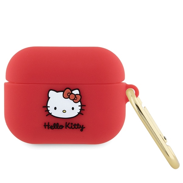 Калъф за Apple AirPods Pro 1 - Hello Kitty Silicone 3D Kitty Head (HKAP3D3DKHSF) - Червен