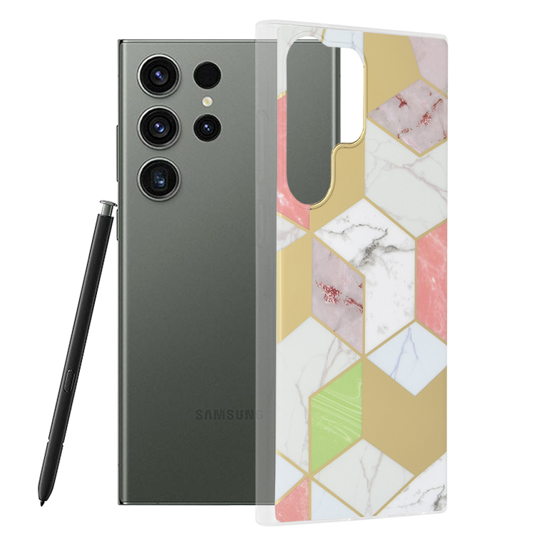 Калъф за Samsung Galaxy S23 Ultra - Techsuit Marble Series - Лилав Hex
