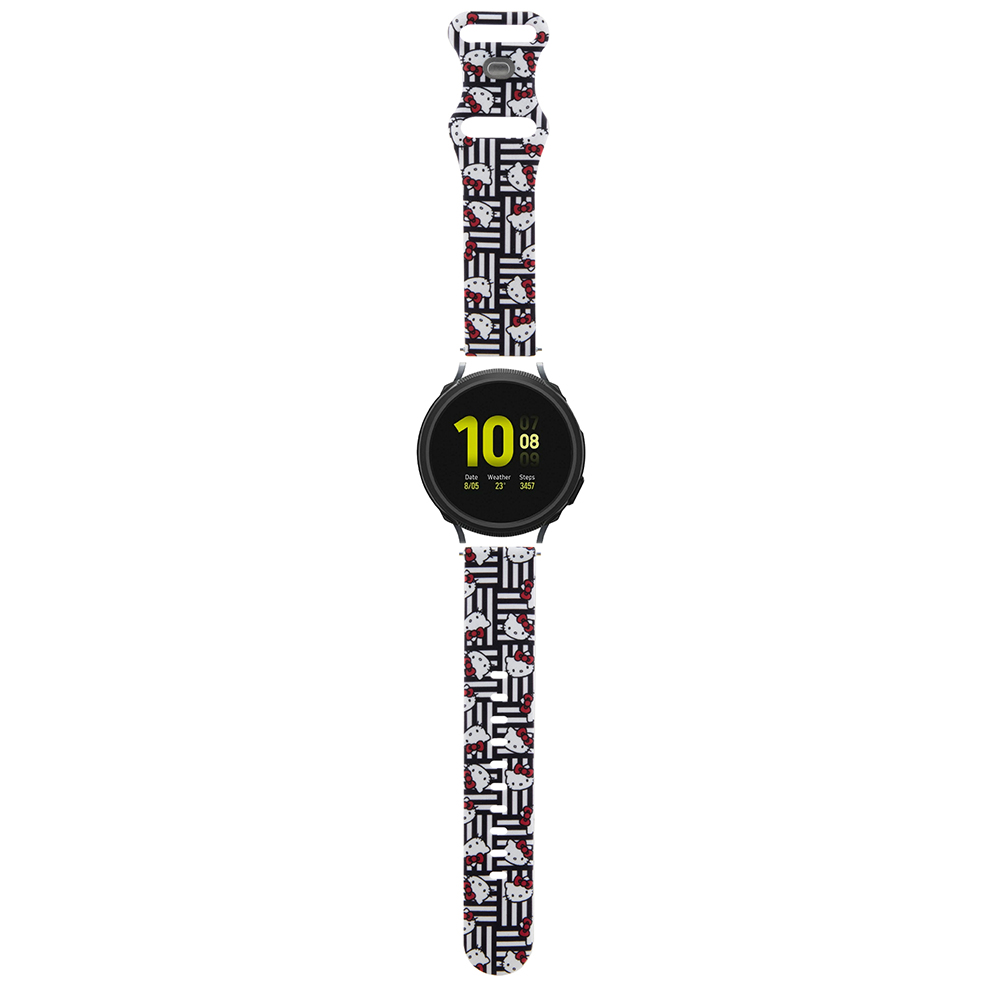 Каишка за Samsung Watch 4/5, Huawei Watch GT 3 (42mm)/GT 3 Pro (43mm) - Hello Kitty Strap Silicone Graffiti Tags (HKUWMSDIESK) - Черен