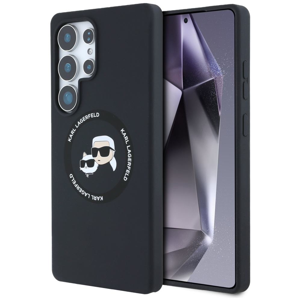 Калъф за Samsung Galaxy S25 Ultra - Karl Lagerfeld Silicone Double Heads MagSafe (KLHMS25LSKKCHTCK) - Черен