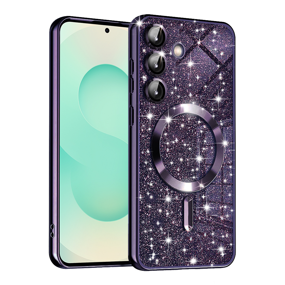 Калъф за Samsung Galaxy S25 Plus - Techsuit Luxury Glitter MagSafe - Deep Лилав