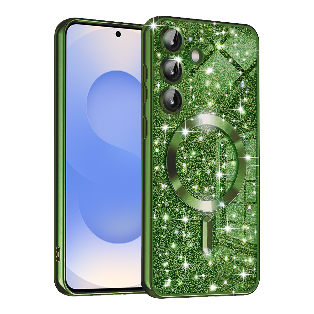 Калъф за Samsung Galaxy S25 - Techsuit Luxury Glitter MagSafe - Deep Зелен